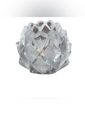 Orrefors Kosta Boda Clear Textured Glass Candle Holder